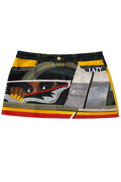 Skirt with colorful abstract design on a white background